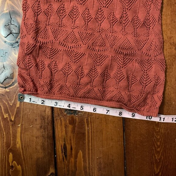 NWT Anthropologie Flat White Orange Rust Women's High Waist Pointelle Knit Pants - Picture 11 of 14